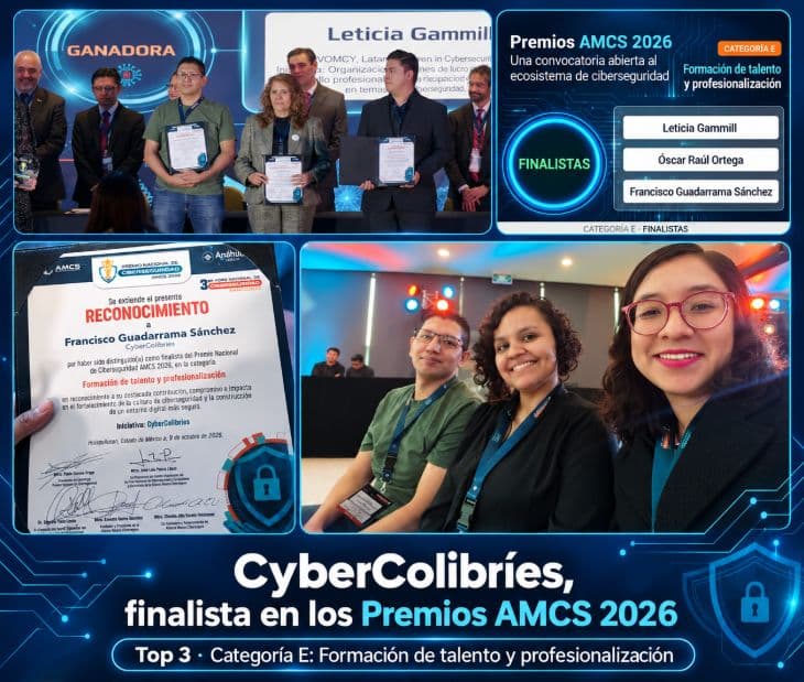 Reconocimiento y participantes de CyberColibríes como finalistas en los Premios AMCS 2026