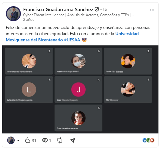 Encuentro virtual con estudiantes de la Universidad Mexiquense del Bicentenario